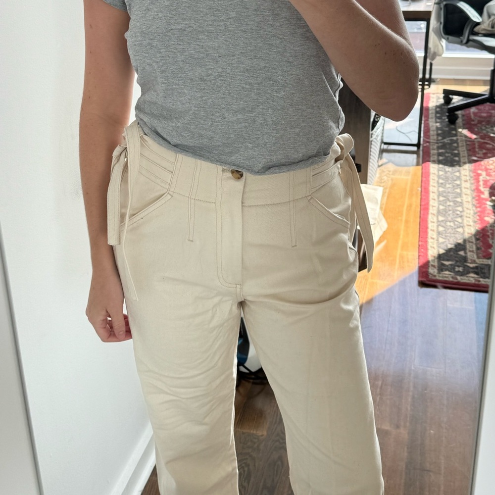 Cream Denim - Ties at Waist